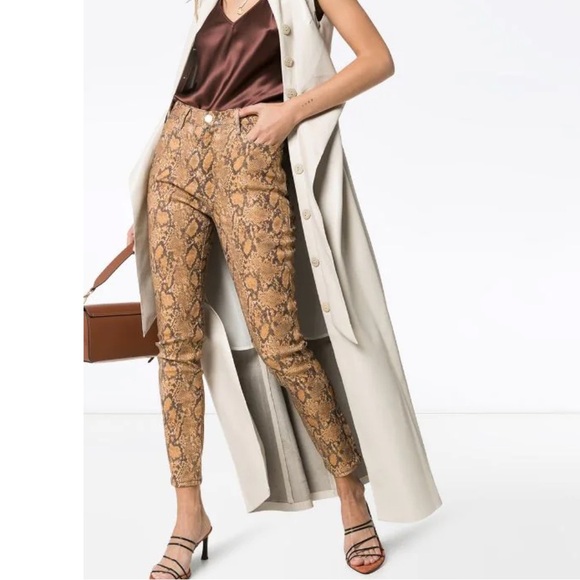 FRAME Le High Skinny Cropped Python Coated Jeans Sz 30 - Picture 1 of 15